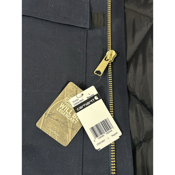 NWT Carhartt Loose Fit Firm Duck Insulated Traditional Coat Navy Large New - Picture 10 of 11